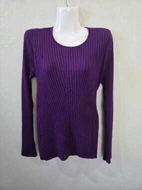Future Collective Kahlana Barfield Brown Purple Ribbed Knit Open Back Sweater Si